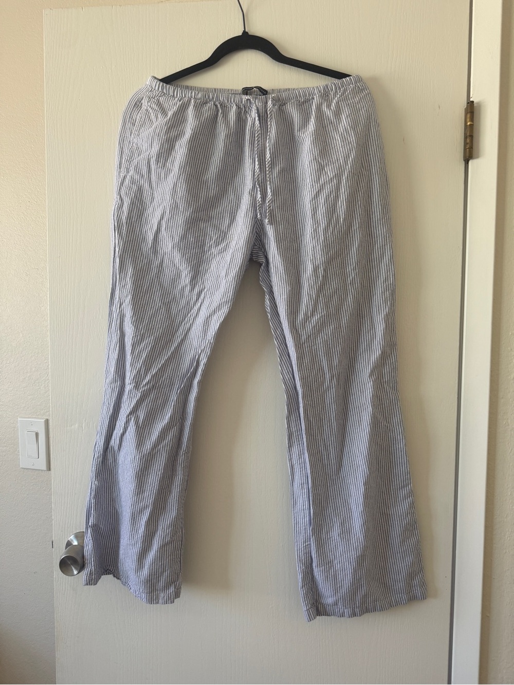 Brandy Melville blue and white striped drawstring pants
